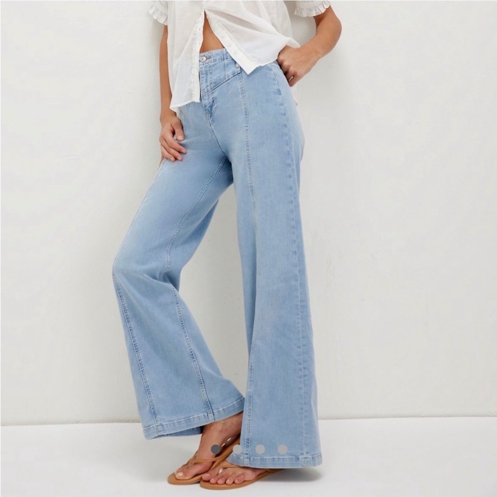 Free People We The Free Libre Jeans Wide-Leg Seamed Palermo Wash - 28